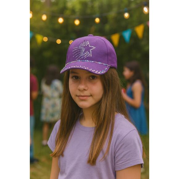 Handmade Rhinestone Studded Shooting Star Streetwear Shiny Bling Baseball Cap - Picture 2 of 11